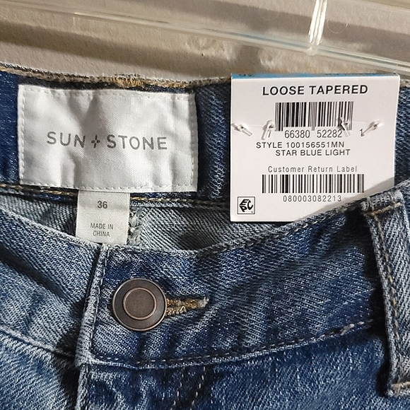 SUN+STONE NWT Retro Patchwork Relaxed Tapered Leg High Rise Jeans - SIZE 20 - Picture 9 of 11